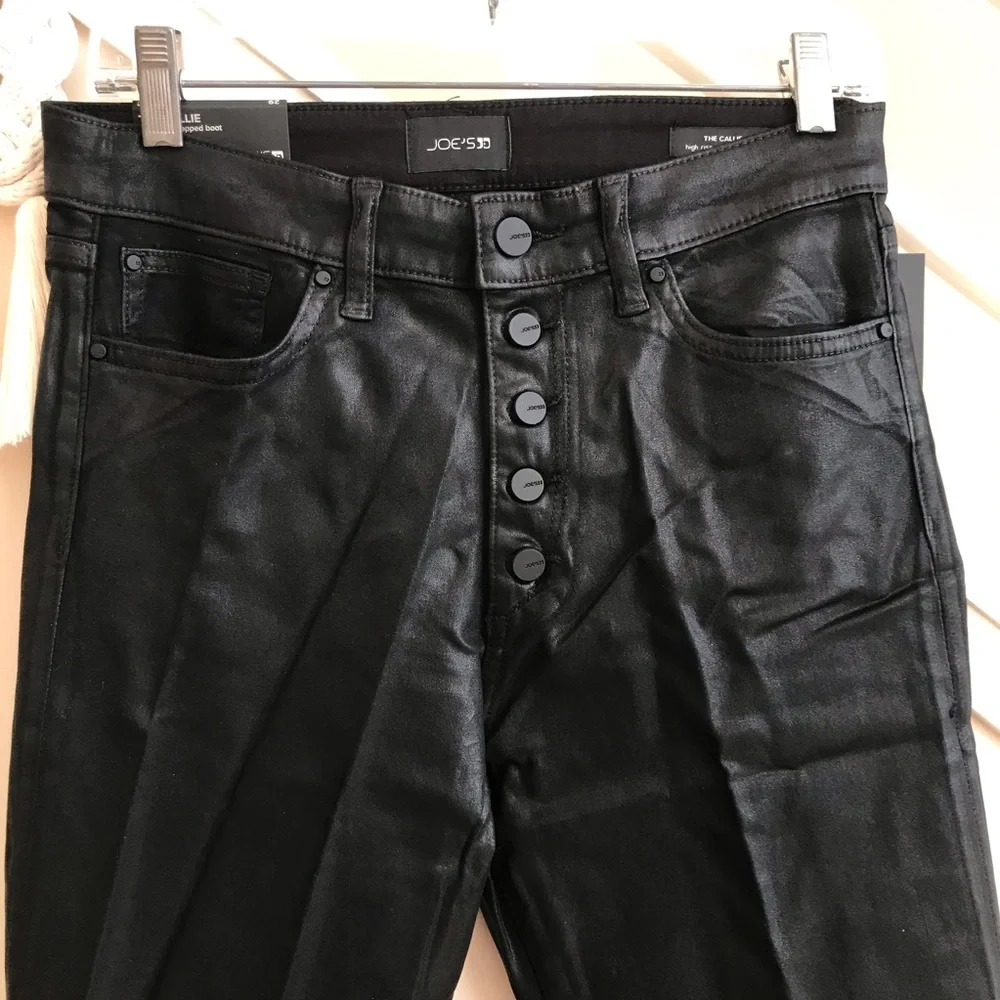 NWT Joe’s Jeans Callie Black Coated Denim High Rise Bootcut Crop Pants 28 & 30 - Picture 7 of 16